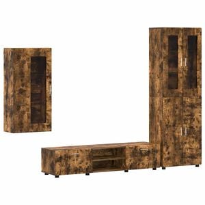 vidaXL TV-Schrankset mit Regal FLORIN Ger&auml;ucherte Eiche Holzwerkstoff