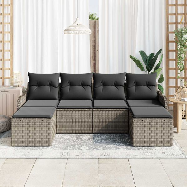 vidaXL Gartensofa-set Grau Poly-Rattan