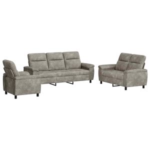 vidaXL Sofa-Set 3 pcs Dunkelgrau Kunstwildleder