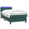 vidaXL Boxspringbett mit Matratze & LED Dunkelgr&uuml;n 90x220 cm Samt