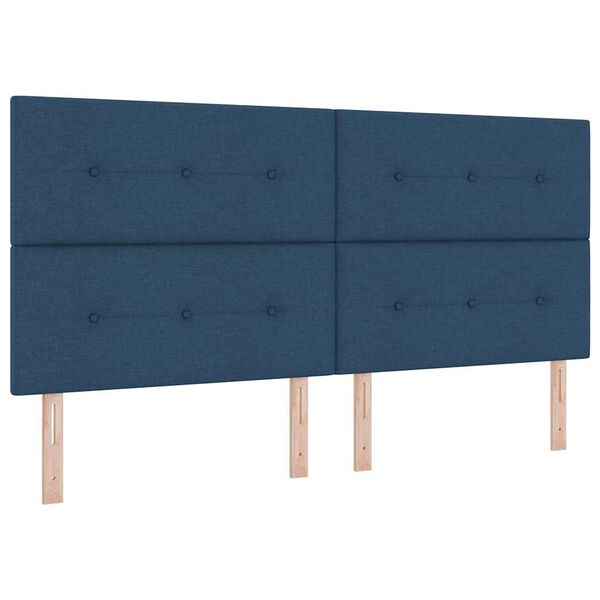 vidaXL Boxspringbett mit Matratze Dunkelgrau 90x190 cm Blau Stoff