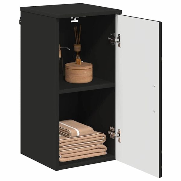 vidaXL Badezimmerschrank Wandmontiert Schwarz 30 x 31,5 x 61 cm