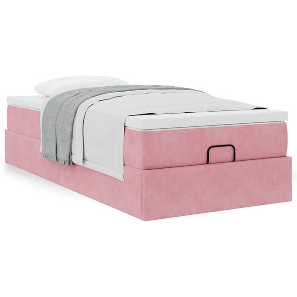 vidaXL Ottoman-Bett mit Matratze Rosa 90x190 cm Samt