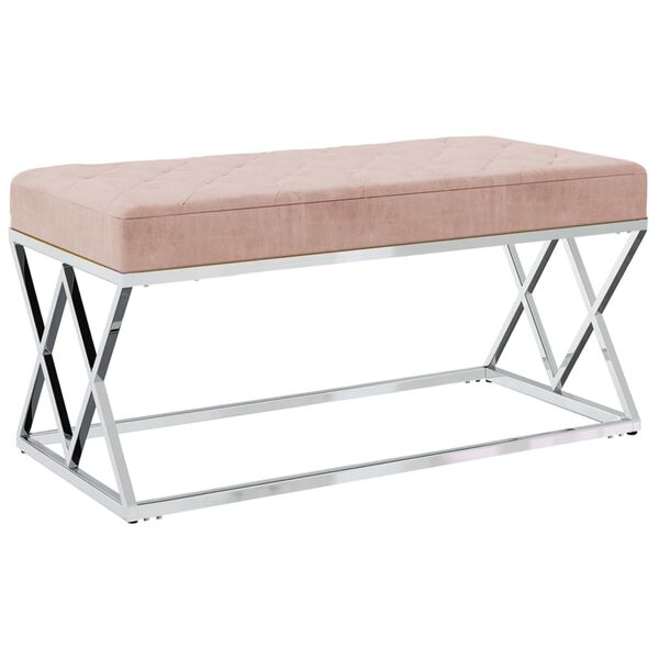 vidaXL Sitzbank Rosa Samt und Edelstahl