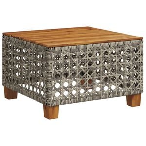 vidaXL Gartentisch Grau 55x55x36 cm Poly Rattan Akazienholz