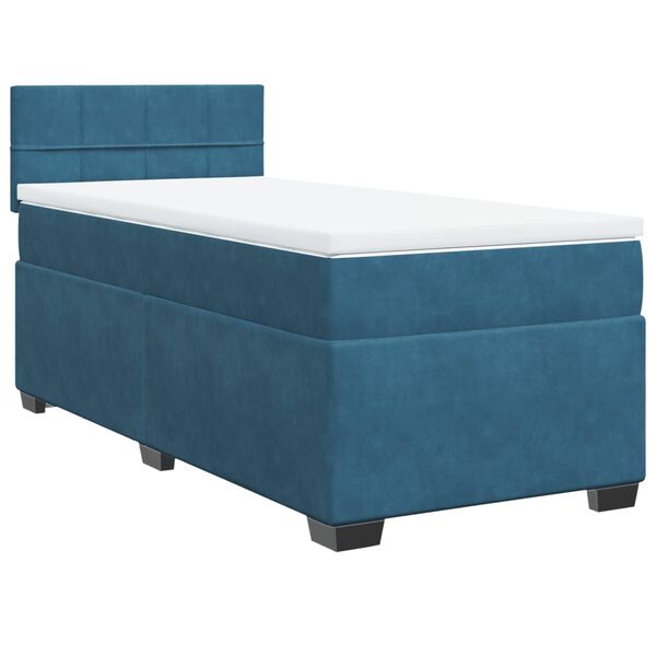 vidaXL Boxspringbett mit Matratze Blau 90x200 cm Samt