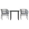 vidaXL 3-tlg. Garten-Essgruppe mit Kissen Grau Poly Rattan Glas