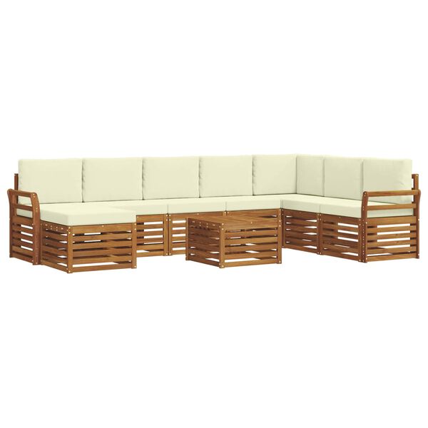 vidaXL Sofagarnituren 9 pcs Natur und Creme Massivholz Akazie