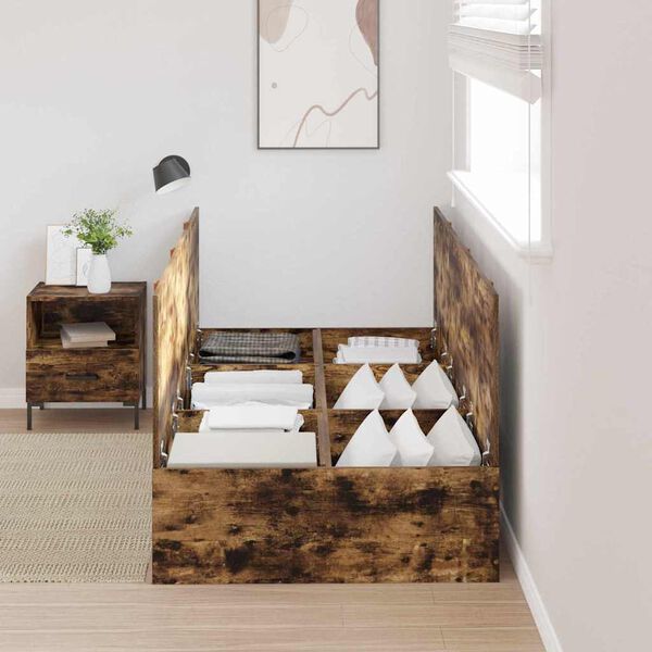 vidaXL Aufbewahrungsbettgestell Geräucherte Eiche 80 x 200 cm
