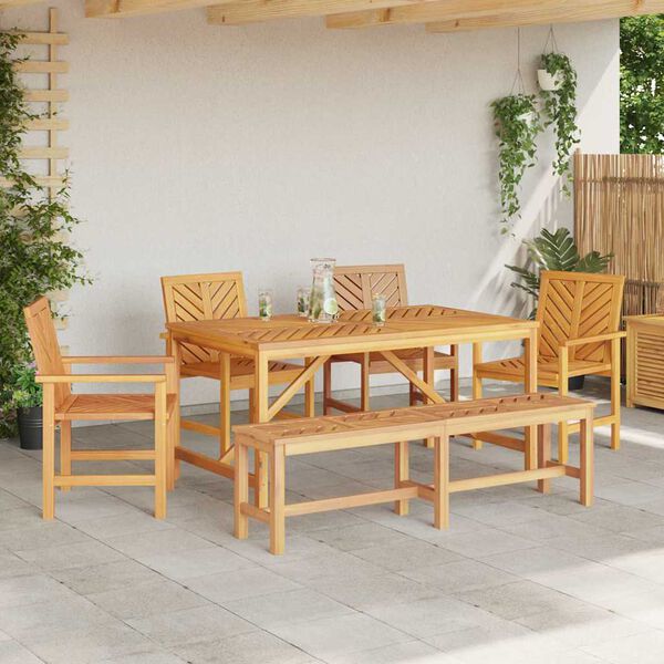 vidaXL Garten Essgruppe 6 pcs Braun Akazie Massivholz