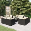 vidaXL 9-tlg. Garten-Lounge-Set mit Kissen Poly Rattan Schwarz