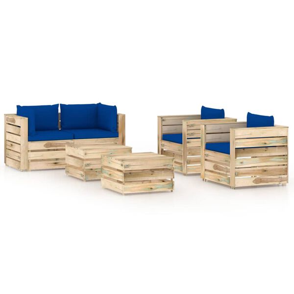 vidaXL 6-tlg. Garten-Lounge-Set mit Kissen Gr&uuml;n Impr&auml;gniertes Holz