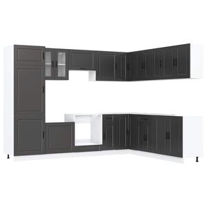 vidaXL 14-tlg. K&uuml;chenschrank-Set Porto Schwarz Holzwerkstoff