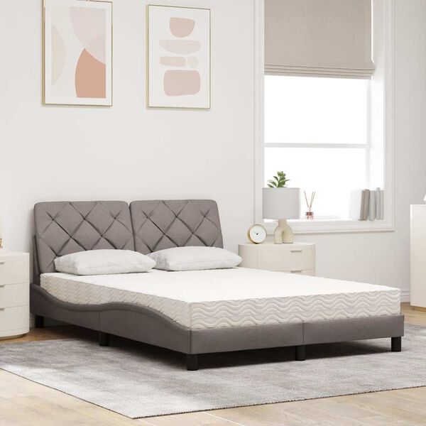 vidaXL Bett mit Matratze Taupe 120x200 cm Stoff