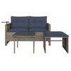 vidaXL 3-teiliges Gartensofa-Set mit Kissen, grau, Polyrattan
