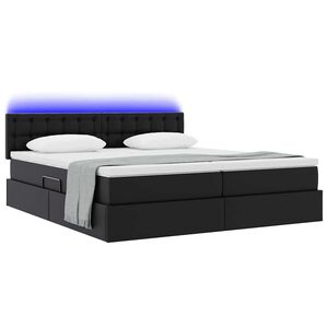 vidaXL Bett mit Stauraum und LED Schwarz 180 x 200 cm Kunstleder