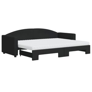 vidaXL Tagesbett Ausziehbar mit Matratzen Schwarz 80x200 cm Stoff