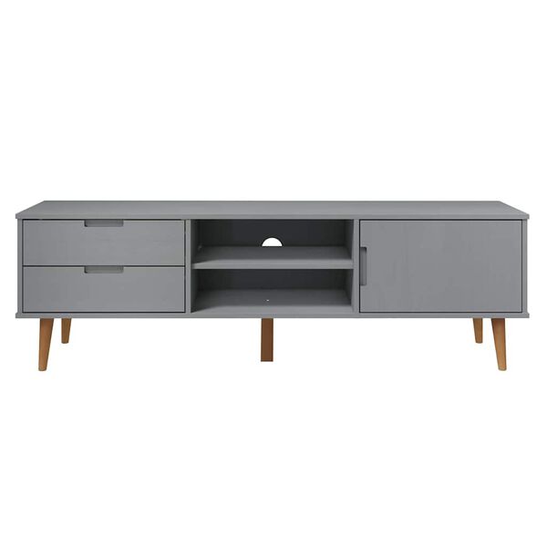 vidaXL TV-Schrank MOLDE Grau 158x40x49 cm Massivholz Kiefer