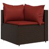 vidaXL Garten-Ecksofa mit Kissen Braun Poly Rattan