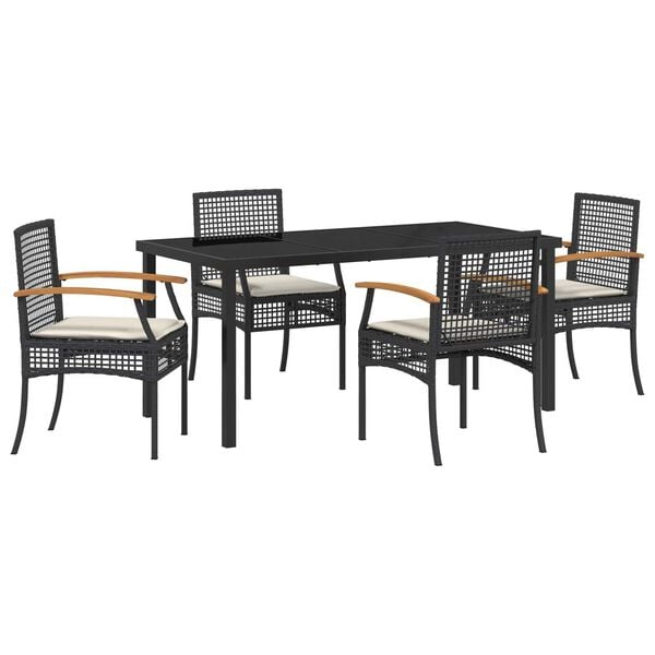 vidaXL Garten Essgruppe 5 pcs Schwarz Poly-Rattan