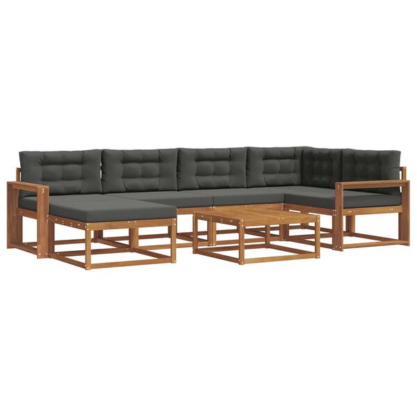 vidaXL Outdoor-Sofagarnitur mit Kissen 7 pcs Natur und Anthrazit