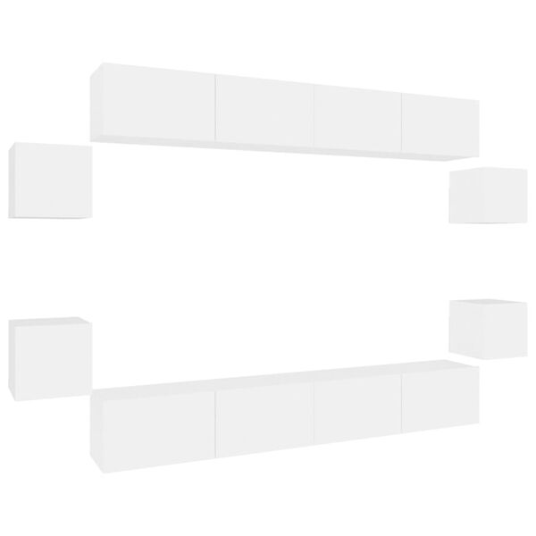 vidaXL 8-tlg. TV-Schrank-Set Weiß Holzwerkstoff