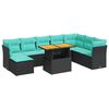 vidaXL 6-tlg. Garten-Sofagarnitur mit Kissen Schwarz Poly Rattan