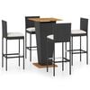 vidaXL 5-tlg. Gartenbar-Set mit Kissen Poly Rattan Schwarz