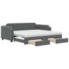 vidaXL Tagesbett Ausziehbar mit Schubladen Dunkelgrau 90x190 cm Stoff