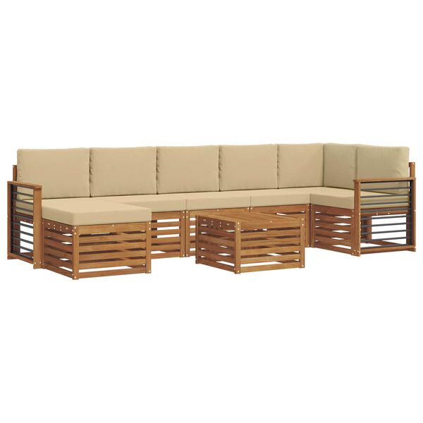 vidaXL Sofagarnituren 8 pcs Natur und Beige Massivholz Akazie