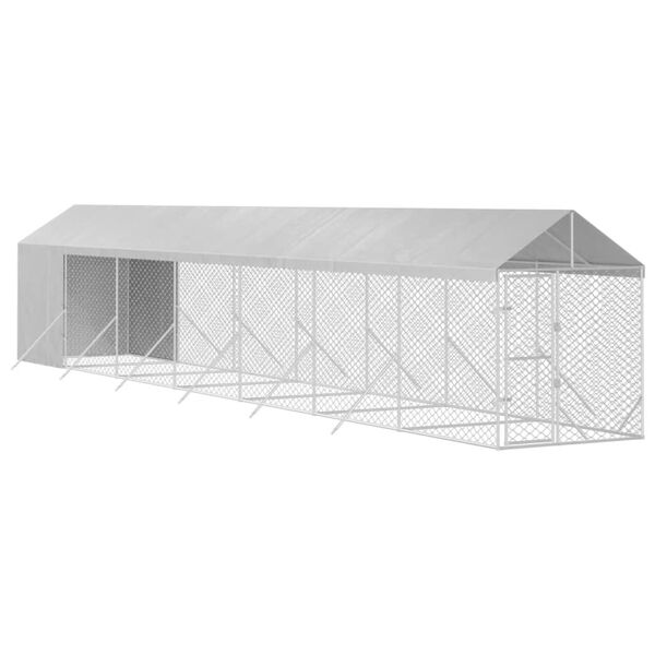 vidaXL Outdoor-Hundezwinger mit Dach Silbern 2x14x2,5 m Stahl Verzinkt
