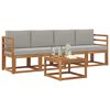 vidaXL Outdoor-Sofagarnitur mit Kissen 5 pcs Nat&uuml;rlich und Hellgrau