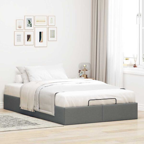 vidaXL Ottoman-Bett ohne Matratze Dunkelgrau 120x200 cm Stoff