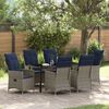 vidaXL Tisch- und Stuhlset mit Kissen 7 pcs Grau PE-Rattan