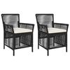 vidaXL Gartenstuhl 2 Stk. Schwarz und Creme Poly-Rattan