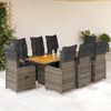vidaXL 9-tlg. Garten-Bistro-Set mit Kissen Grau Poly Rattan