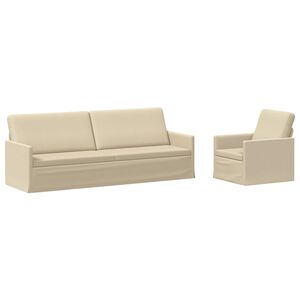 vidaXL Sofa-Set 2 pcs Creme Stoff