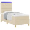 vidaXL LED Boxspringbett mit Matratze Creme 90 x 200 cm Stoff