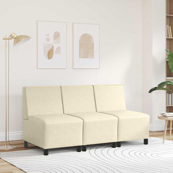 vidaXL | Modulares Armfreies Sofa | Creme 55 x 74 x 82 cm Kunstleder