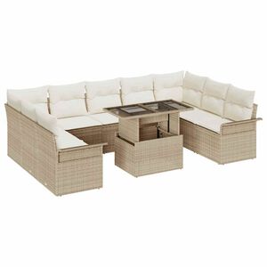 vidaXL Sofa Set mit Kissen 10 pcs Beige Poly-Rattan