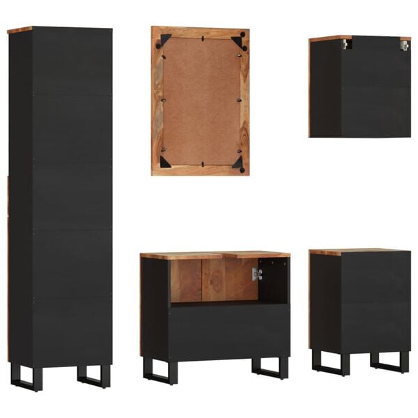 vidaXL 5-tlg. Badmöbel-Set Massives Altholz