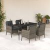 vidaXL 5-tlg. Garten-Essgruppe mit Kissen Grau Poly Rattan