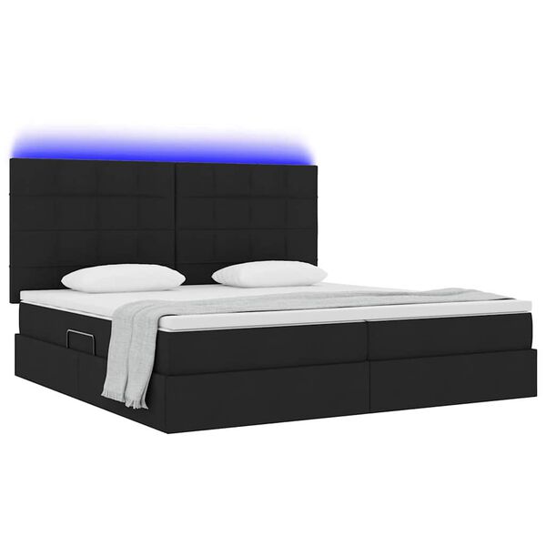 vidaXL Bett mit Stauraum und LED Schwarz 200 x 200 cm Polyester