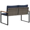 vidaXL Bank mit Kissen Grau und Marineblau 115 x 65 x 72 cm Rattan