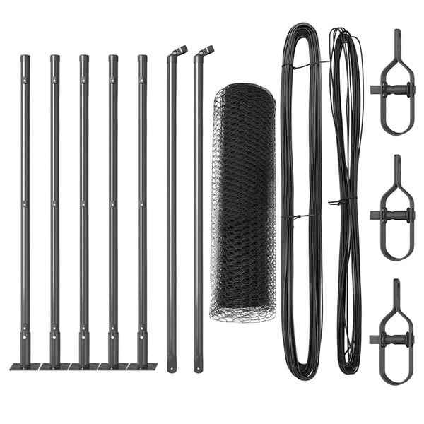 vidaXL Zaunpfosten Grau 10 x 0,6 m (25 mm Maschen) Stahl und PVC
