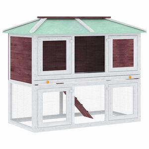 vidaXL Kleintier-/Kaninchenstall 2 Etagen Braun Holz