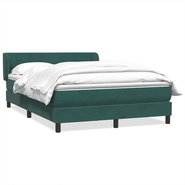 vidaXL Boxspringbett mit Matratze Dunkelgr&uuml;n 160x220 cm Samt