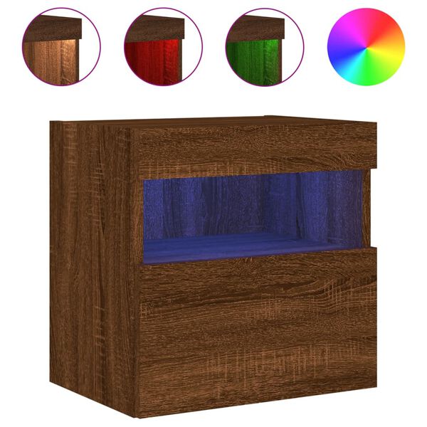 vidaXL TV-Wandschrank mit LED-Leuchten Braun Eichen-Optik 40x30x40 cm