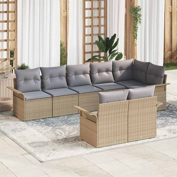vidaXL Gartensofa-set mit Speicher 8 pcs Beige Poly-Rattan