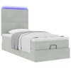 vidaXL Ottoman-Bett mit Matratzen & LEDs Hellgrau 90x200 cm Samt